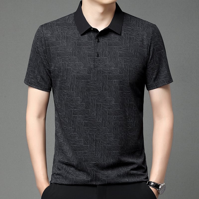 aldorian™-Fashionable cooling breathable printed lapel t-shirt for men