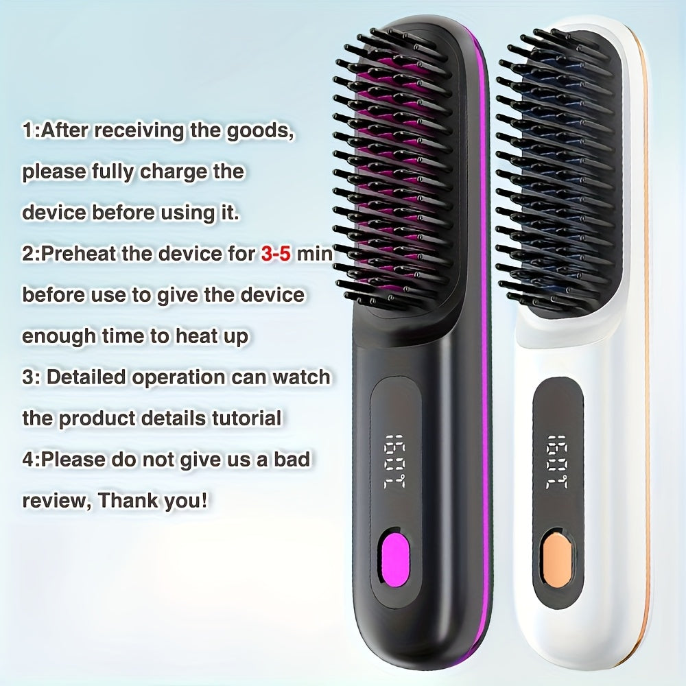 👩‍🦰2-in-1 USB Rechargeable Heated Hair Straightening Brushv
