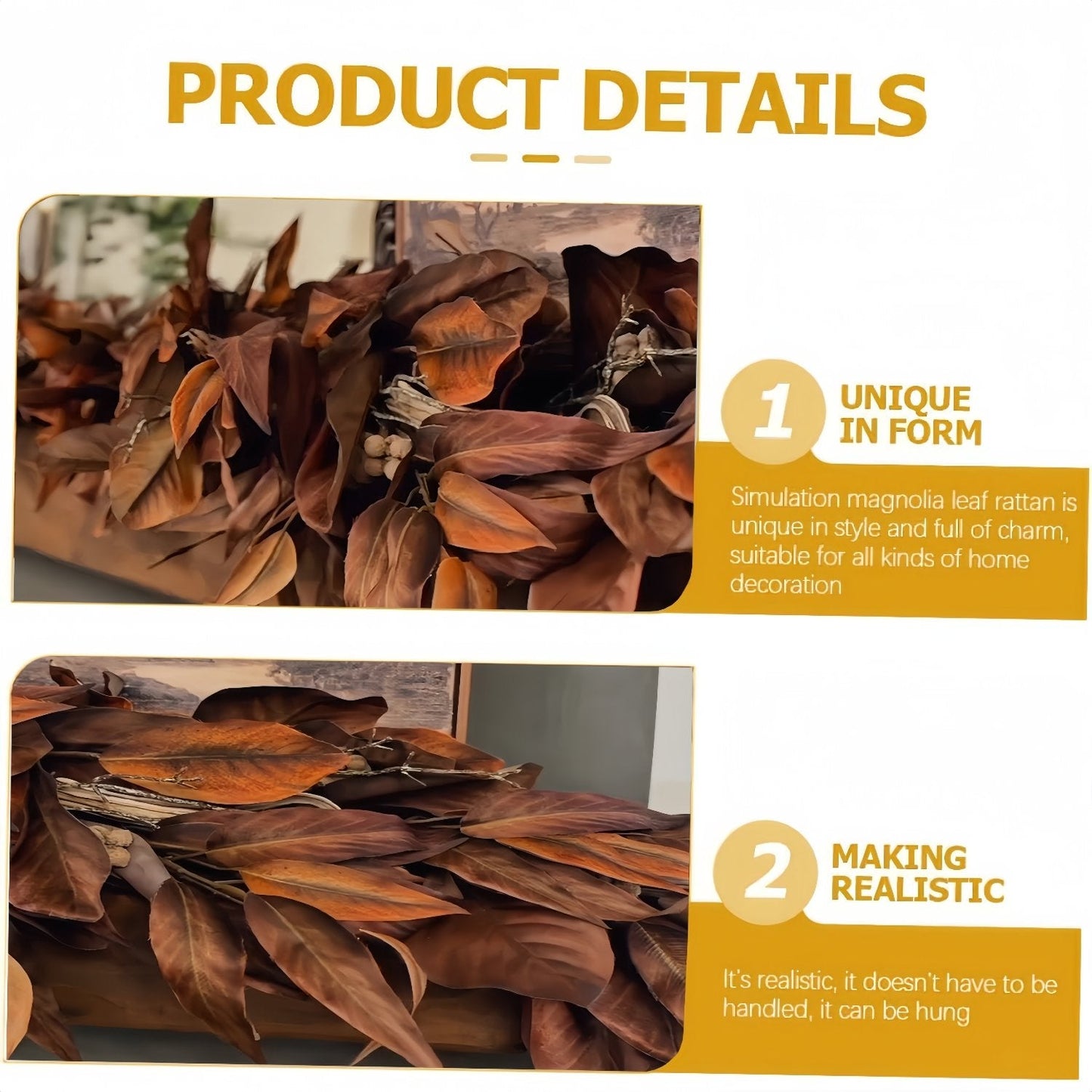 🍂Brown Magnolia Leaf Garland