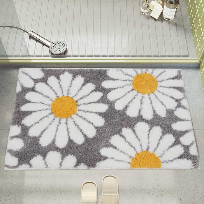 Cute Green Daisy Bath Mat