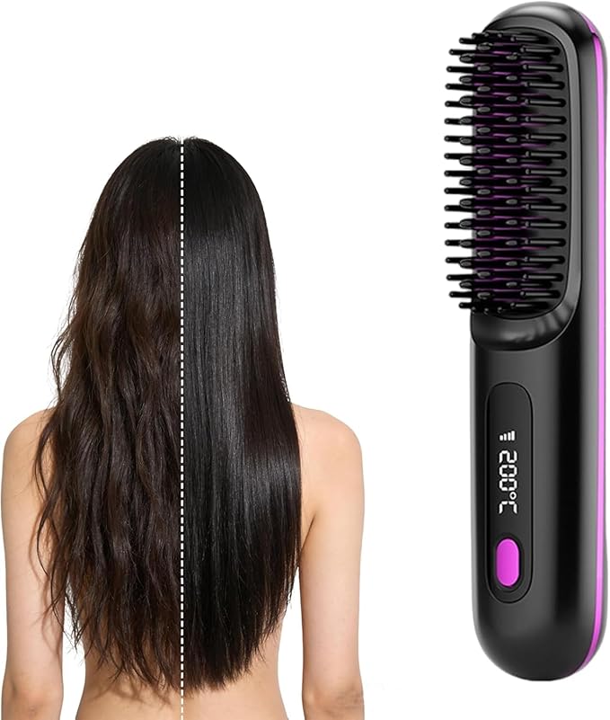 👩‍🦰2-in-1 USB Rechargeable Heated Hair Straightening Brushv