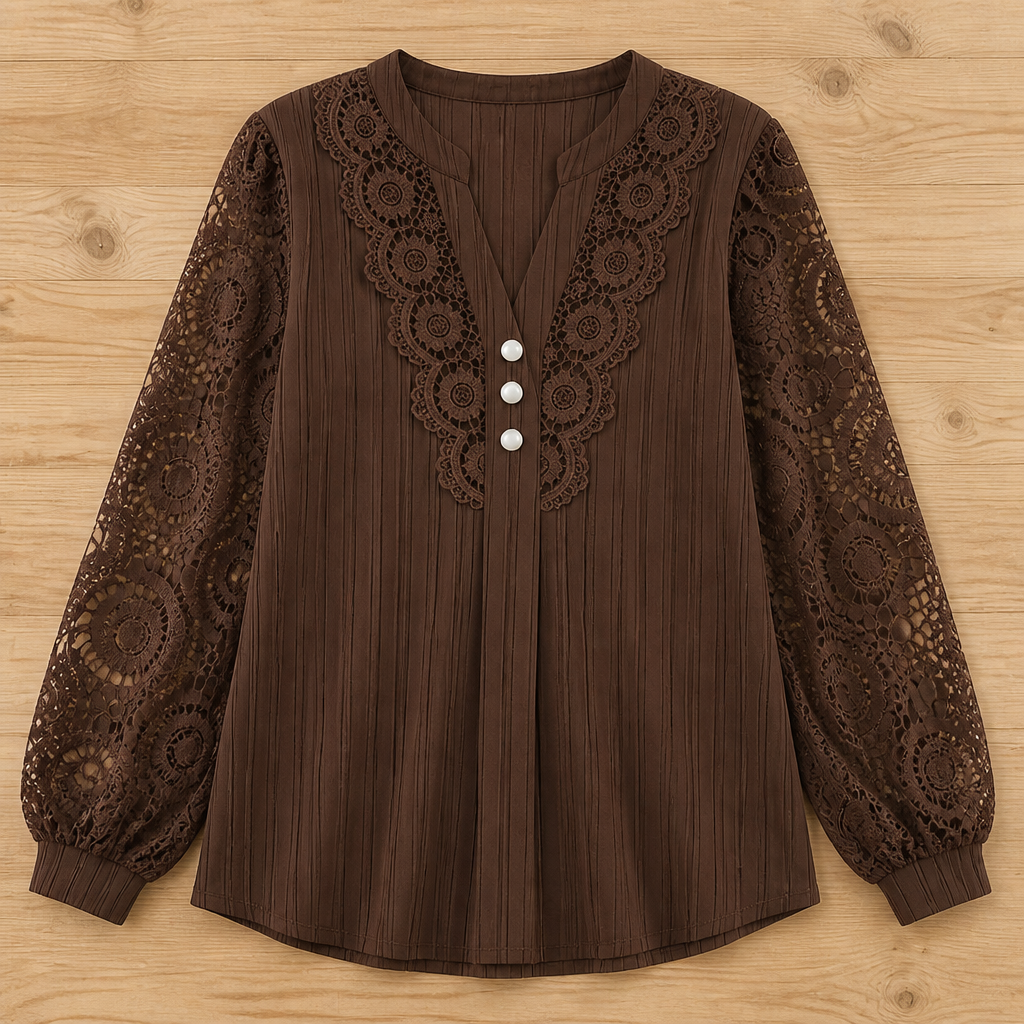 New solid color V-neck lace women's shirt
