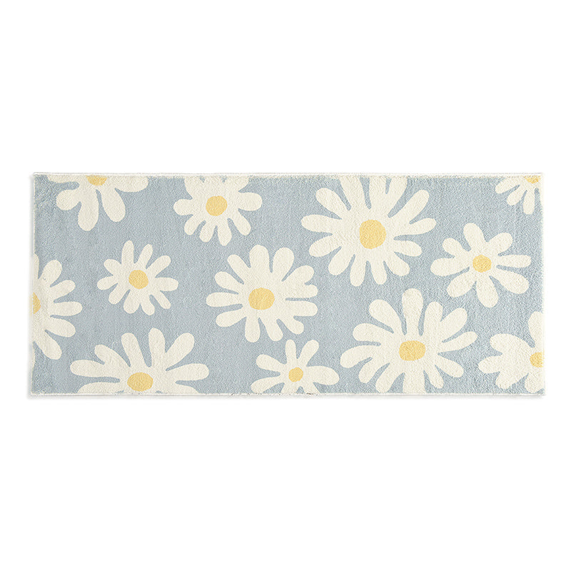 White Daisy Green and Blue Ground Bedroom Mat