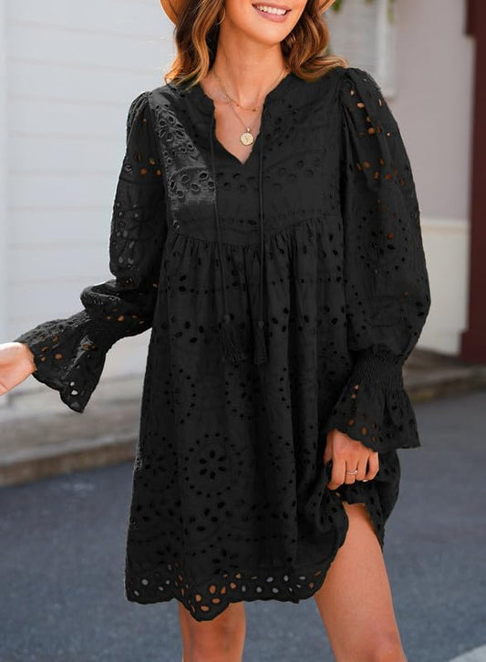 2025 New Arrival- Casual Eyelet Lace Dress for Women(Buy 2 Free Shipping)