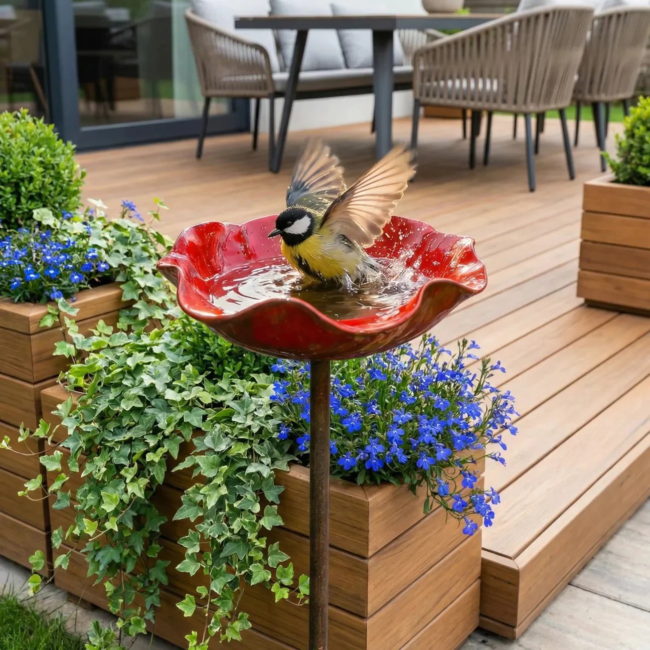 🐦 Handcrafted Outdoor Metal Flower Garden Stakes 🐦