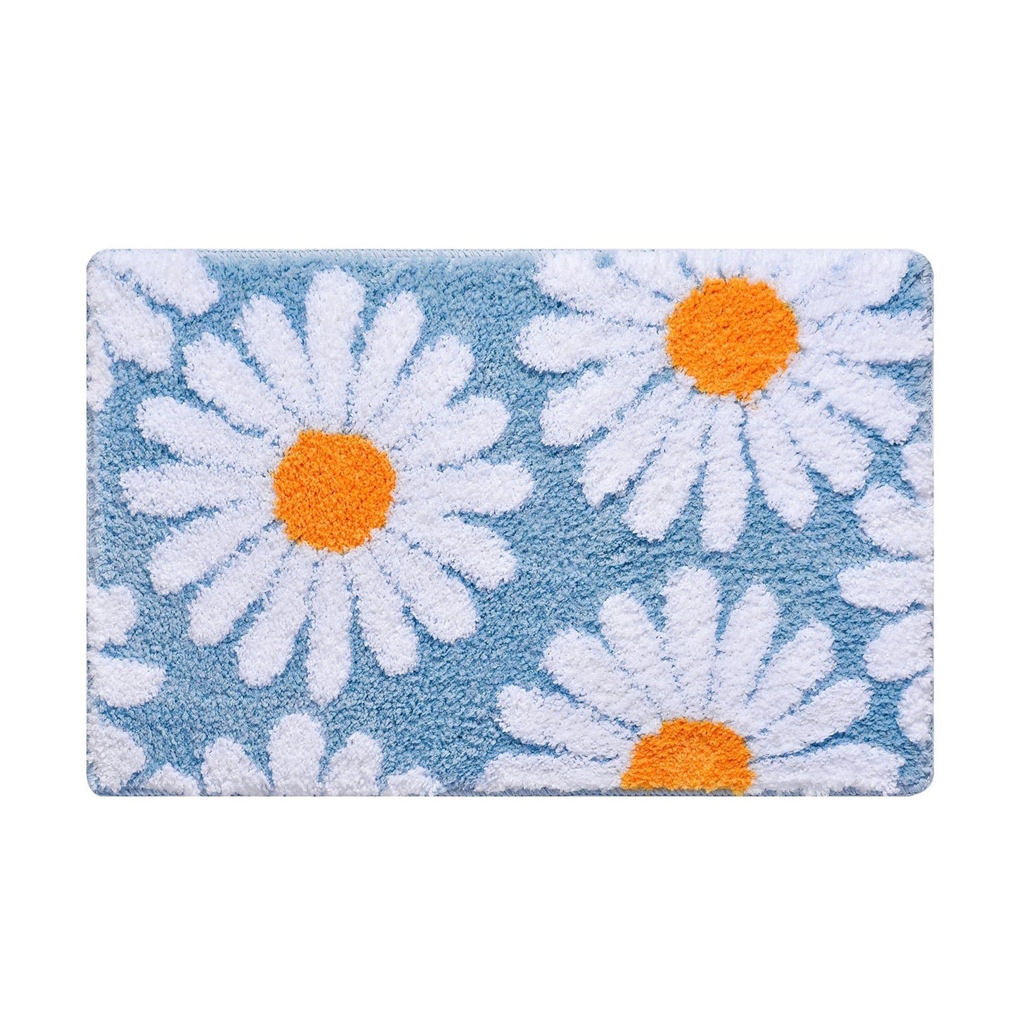 Cute Green Daisy Bath Mat