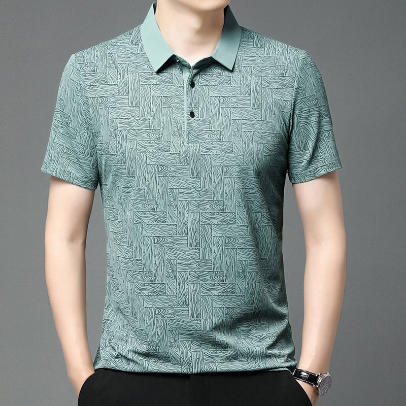aldorian™-Fashionable cooling breathable printed lapel t-shirt for men