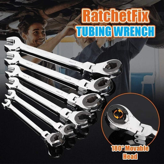 aldorian™-🔥Open Tubing Ratchet Wrench (Fixed Head-Flexible Head 2 IN 1)