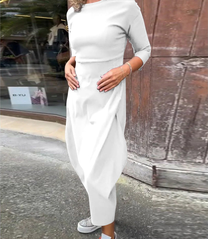 💕🤩Women's Solid-Color Casual Long-Sleeve Maxi Dress