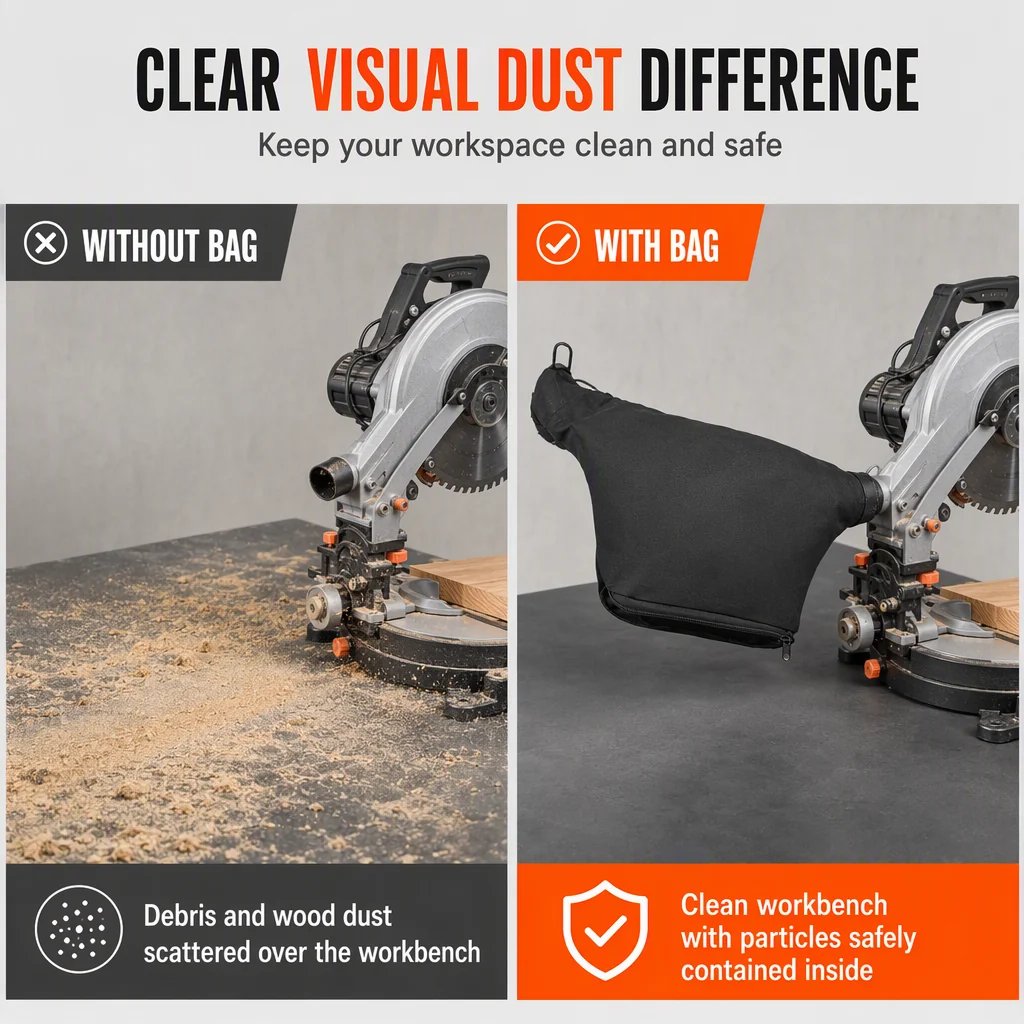 ⏳Time-Limited Special⏰Dust Collection Bag with Steel Wire Clamp for 10 Inch 255 Aluminum and Miter Saw