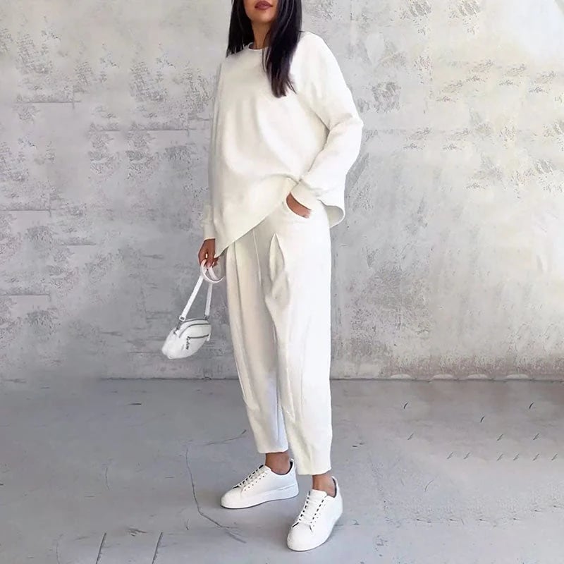 aldorian™-🔥Round-Neck Long-Sleeved Top & Pants 2-Piece Set