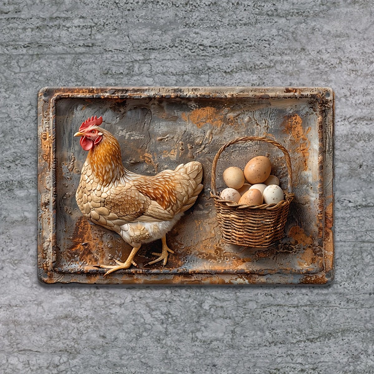 50%off- Vintage Chicken & Fresh Eggs Metal Sign