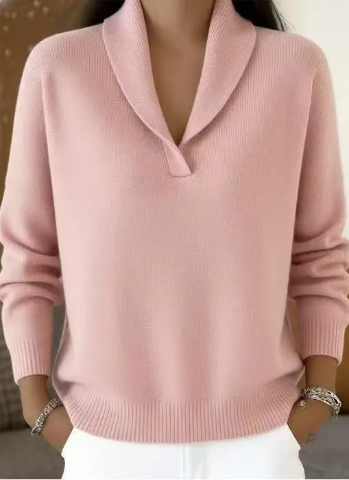 Women's Long-Sleeve V-Neck Knit Pullover