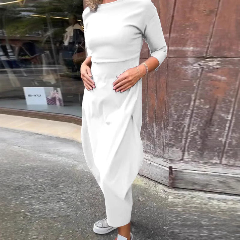 💕🤩Women's Solid-Color Casual Long-Sleeve Maxi Dress
