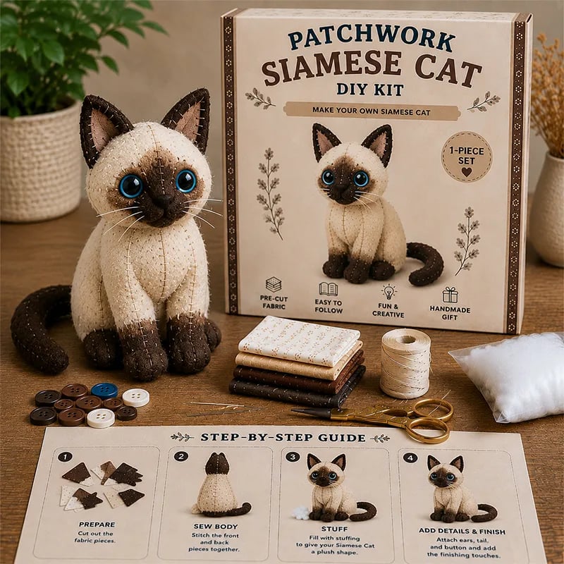 🧵🥇Patchwork-Style Gnome DIY Kit – Create Your Own Adorable Animals
