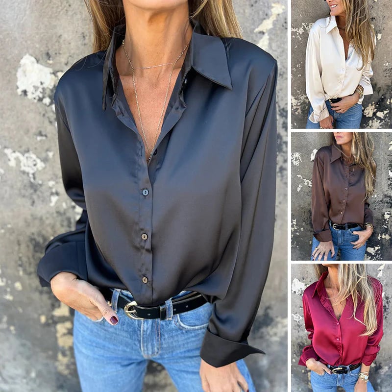 👔Elegant Satin Long Sleeve Shirt