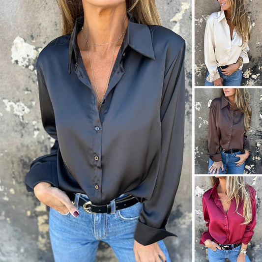 👔Elegant Satin Long Sleeve Shirt
