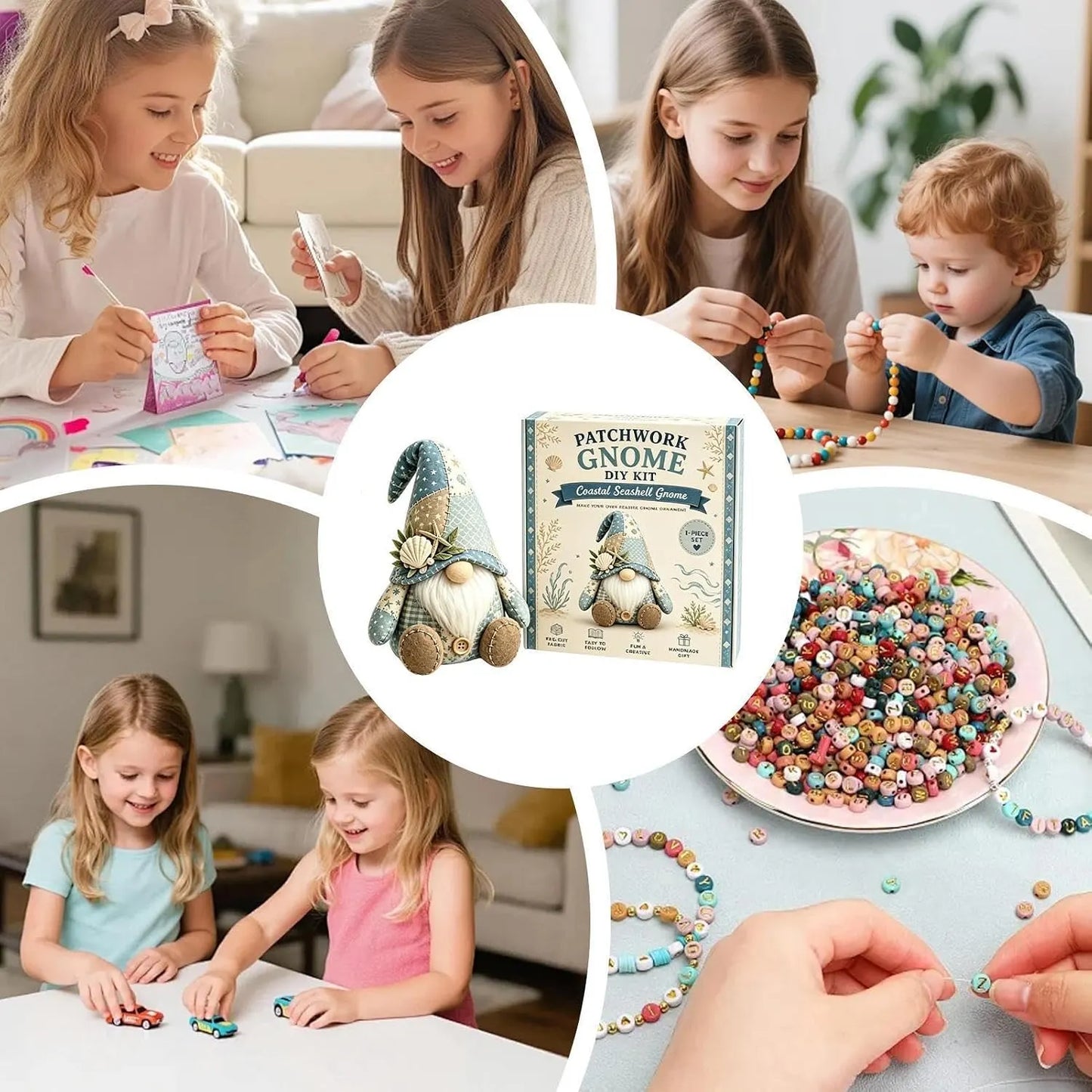 🧵🥇Patchwork-Style Gnome DIY Kit – Create Your Own Adorable Animals