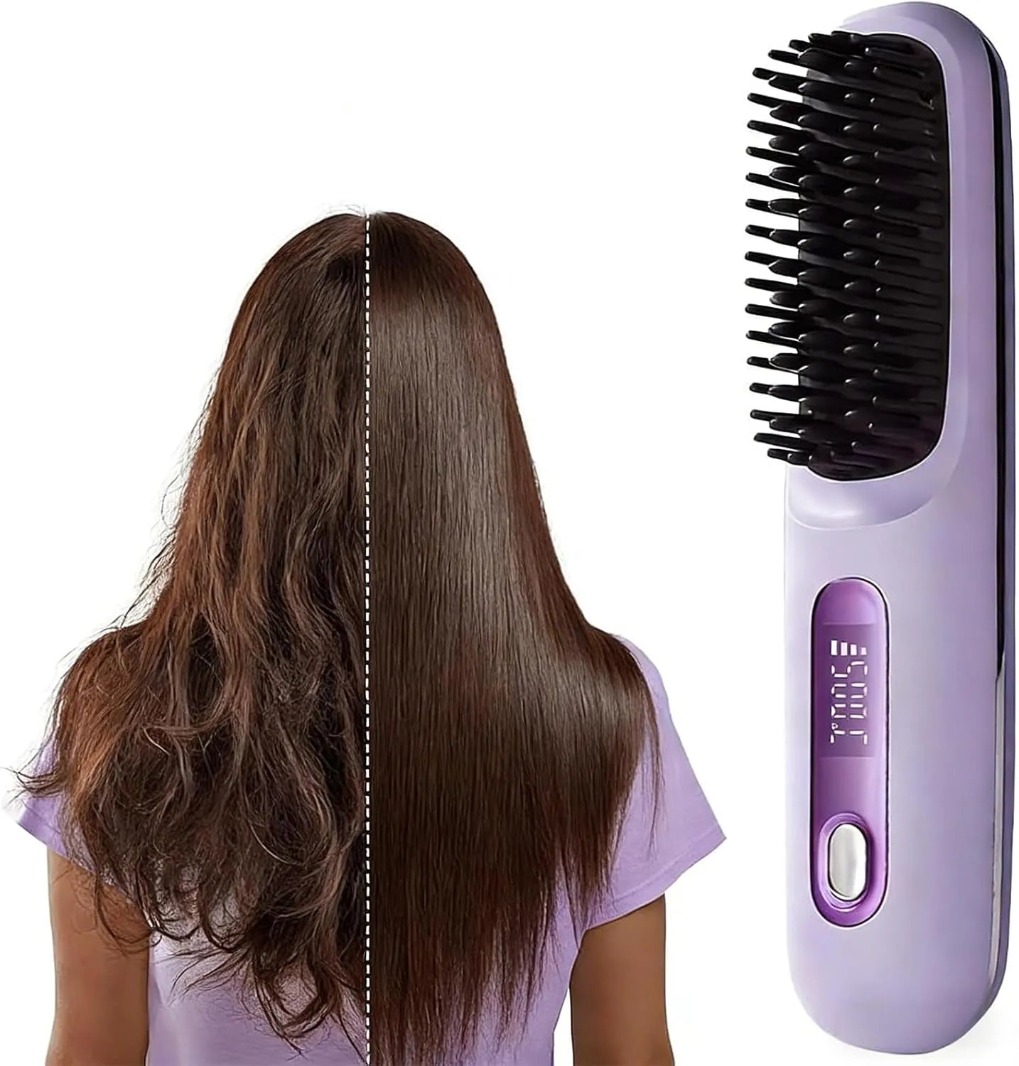 2-in-1 USB-Rechargeable Heated Hair Straightening Brush
