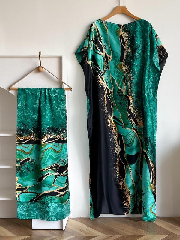💥Women's Floral & Butterfly & Peacock Print Cape Shawl & Scarf Set