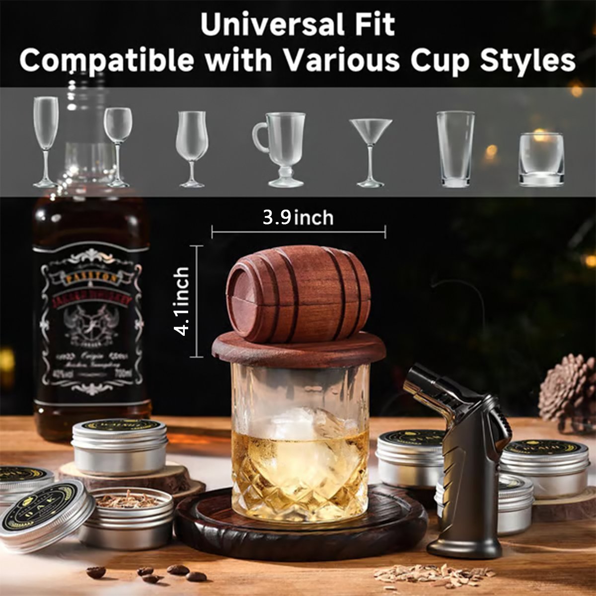 Wooden barrel smoking set