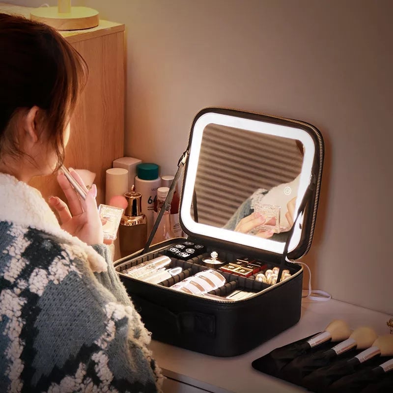 aldorian™-💝Makeup bag with LED Mirror