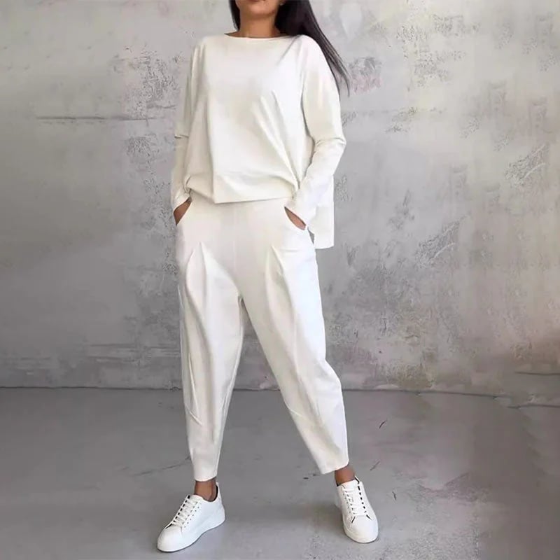 aldorian™-🔥Round-Neck Long-Sleeved Top & Pants 2-Piece Set