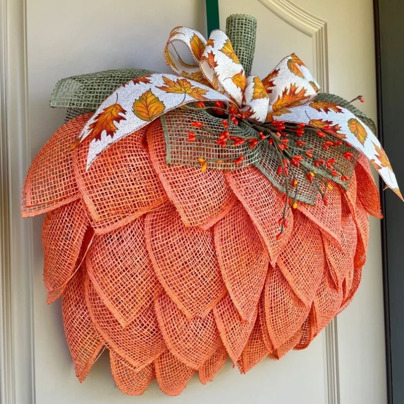 🔥🍁 Farmhouse Pumpkin Wreath For Front Door