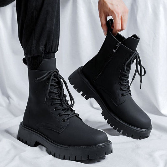 aldorian™-⏳Men’s Side-zip Leather Ankle Boots Black