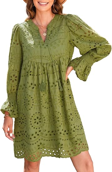 2025 New Arrival- Casual Eyelet Lace Dress for Women(Buy 2 Free Shipping)