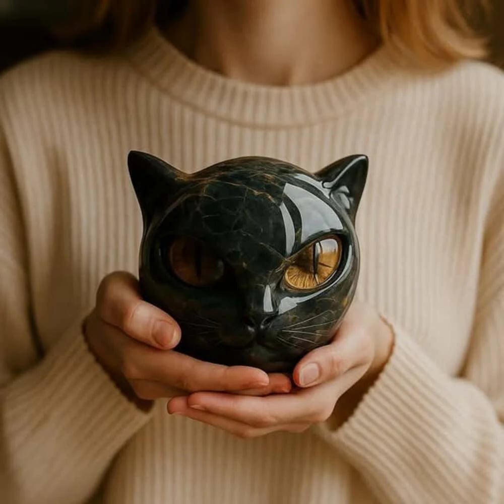 😽Elegant Black Cat Sculpture Art Ornament