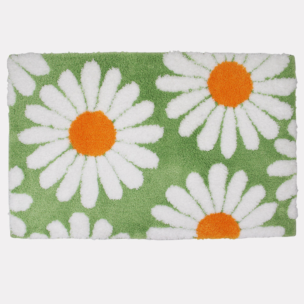 Cute Green Daisy Bath Mat