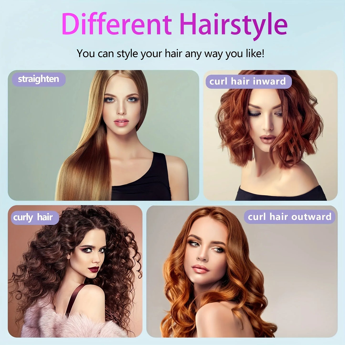 2-in-1 USB-Rechargeable Heated Hair Straightening Brush