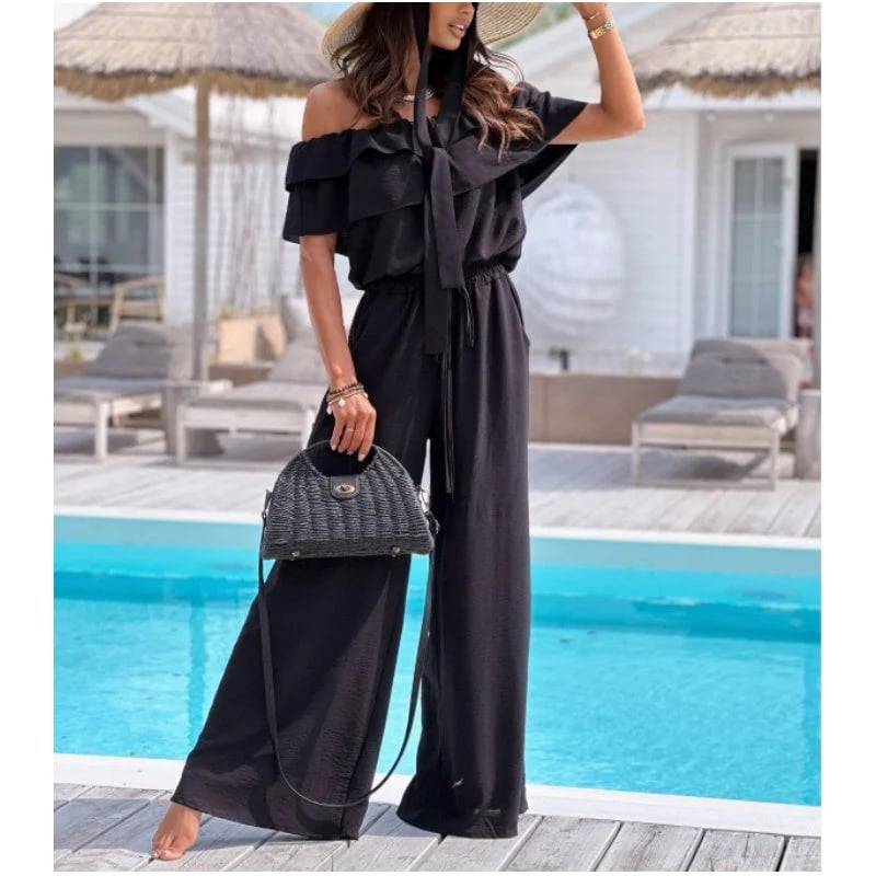 aldorian™-🌺Women’s Off Shoulder Ruffle Jumpsuit🍑