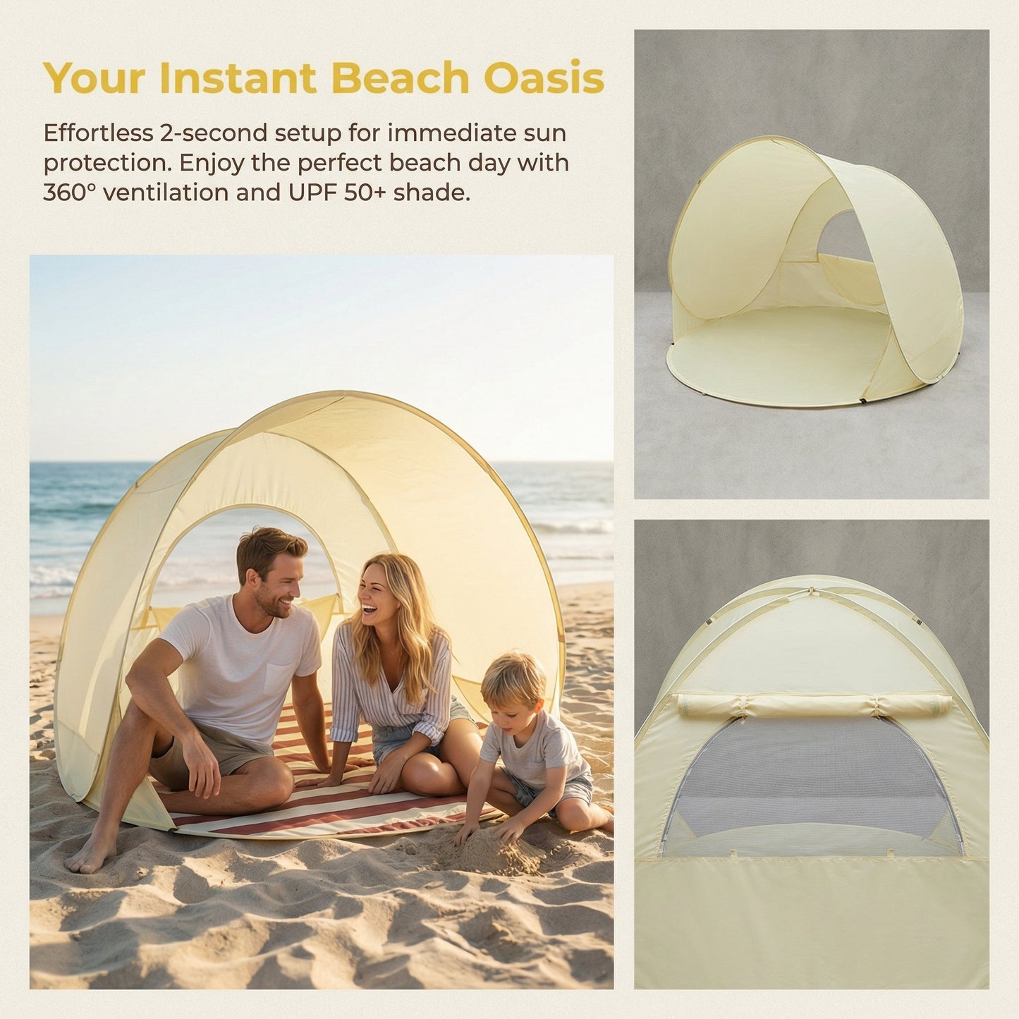 🏖️⛺️Pop-Up Beach Tent with UV Protection