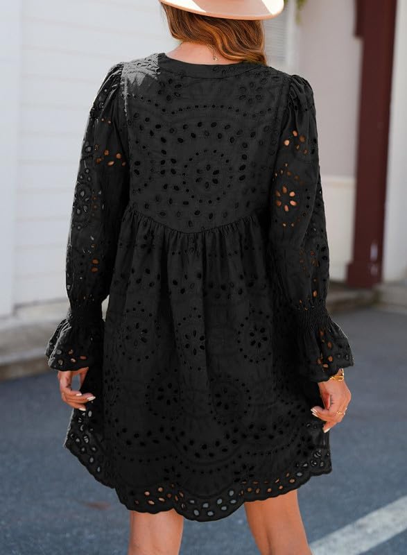 2025 New Arrival- Casual Eyelet Lace Dress for Women(Buy 2 Free Shipping)
