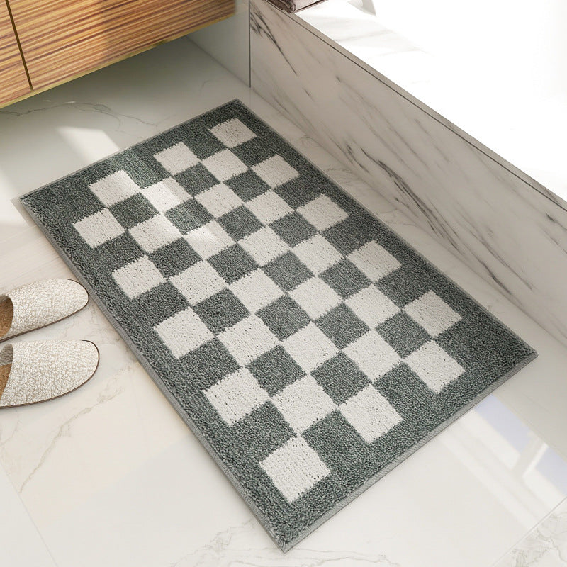 Black and White Checkerboard Bath Mat