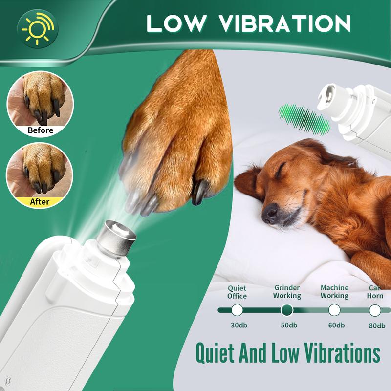 🔥🌟2-in-1 pet nail polisher, dog nail clipper trimmer, ultra quiet electric nail set