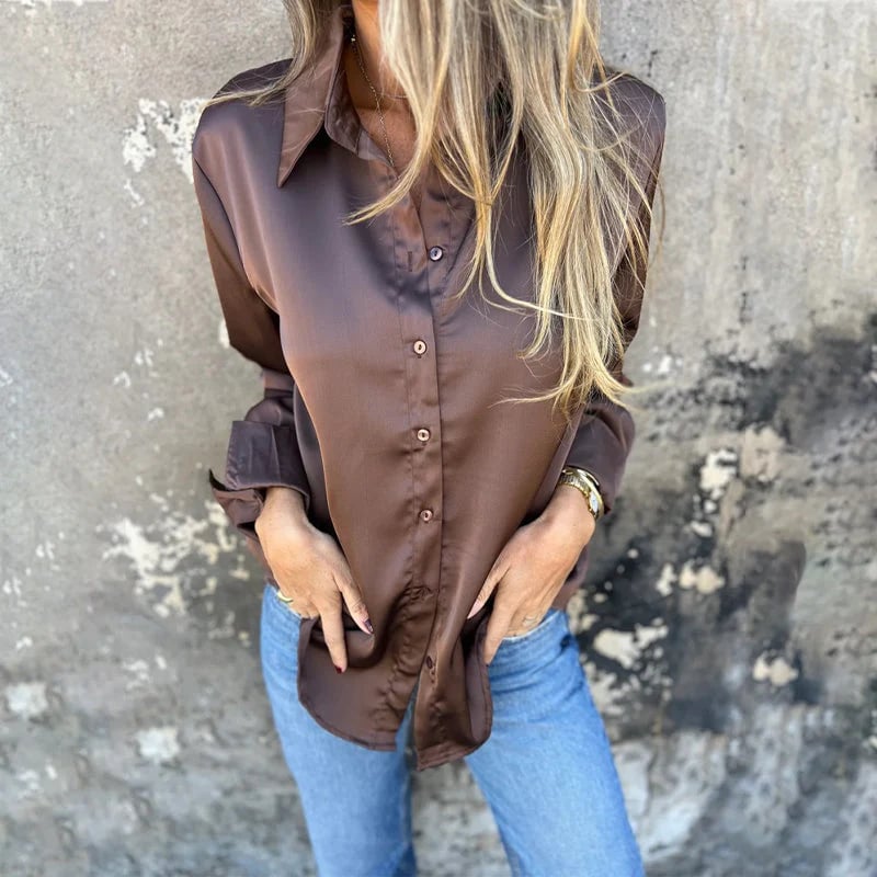 👔Elegant Satin Long Sleeve Shirt