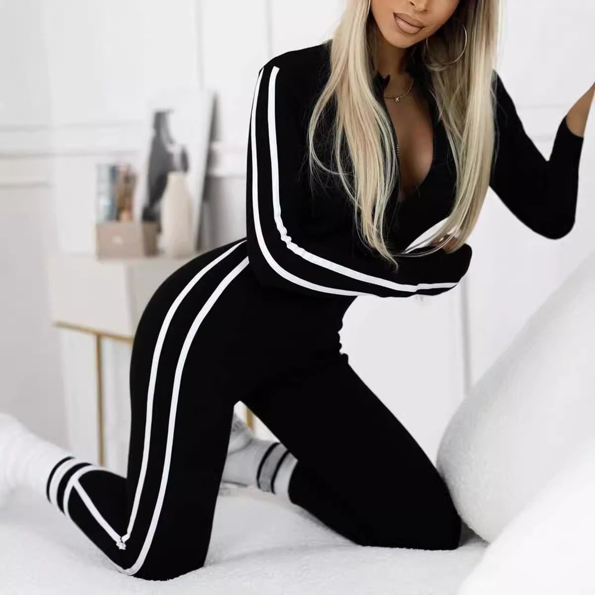 aldorian™-Women's Slim Fit Side Web Half-Zip Jumpsuit