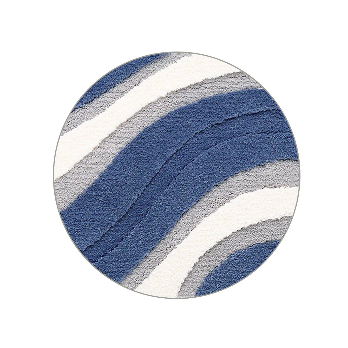 Abstract Grey White Blue Wave Bath Mat