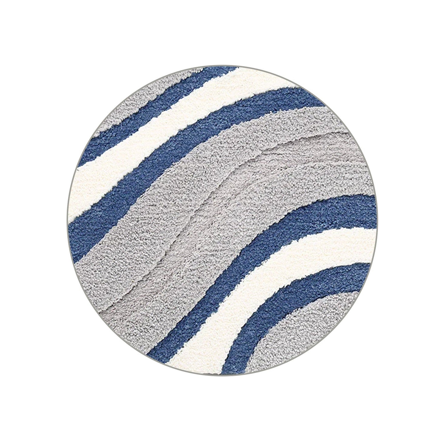 Abstract Grey White Blue Wave Bath Mat