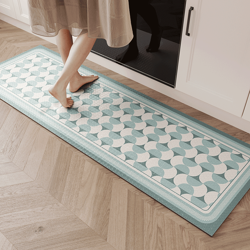 Light Blue/Green Morocco Pattern Kitchen Mat