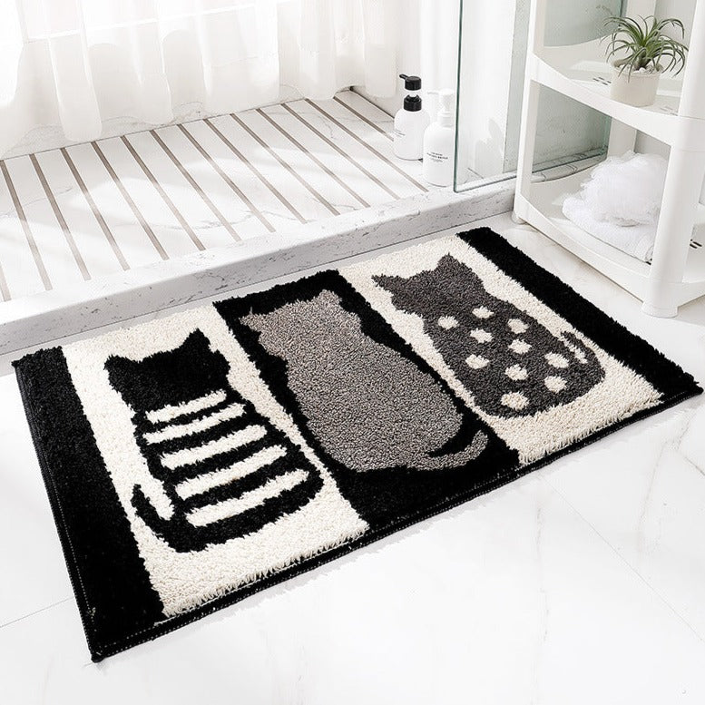 Three Cats Bathroom Rug, Non-Slip and Washable