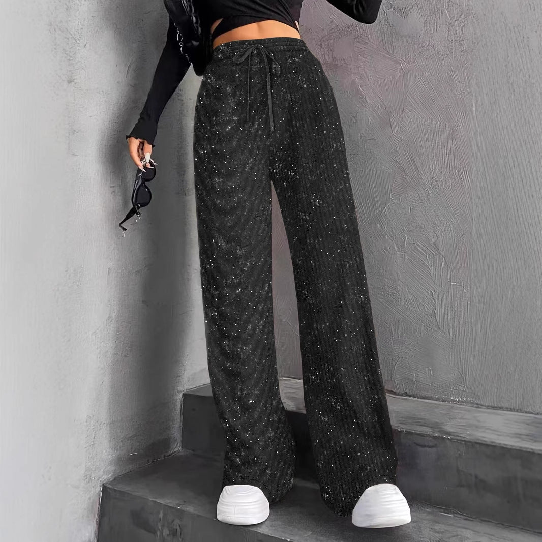 🎄🎁Christmas Sale 50% OFF🥰Women's Sequin Sparkle Wide Leg Pants with Elastic Waistband