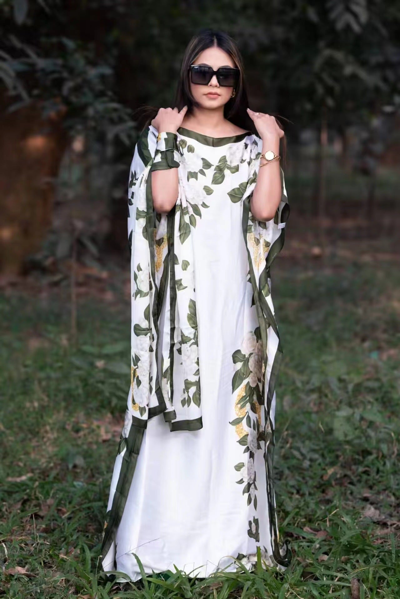 💥Women's Floral & Butterfly & Peacock Print Cape Shawl & Scarf Set