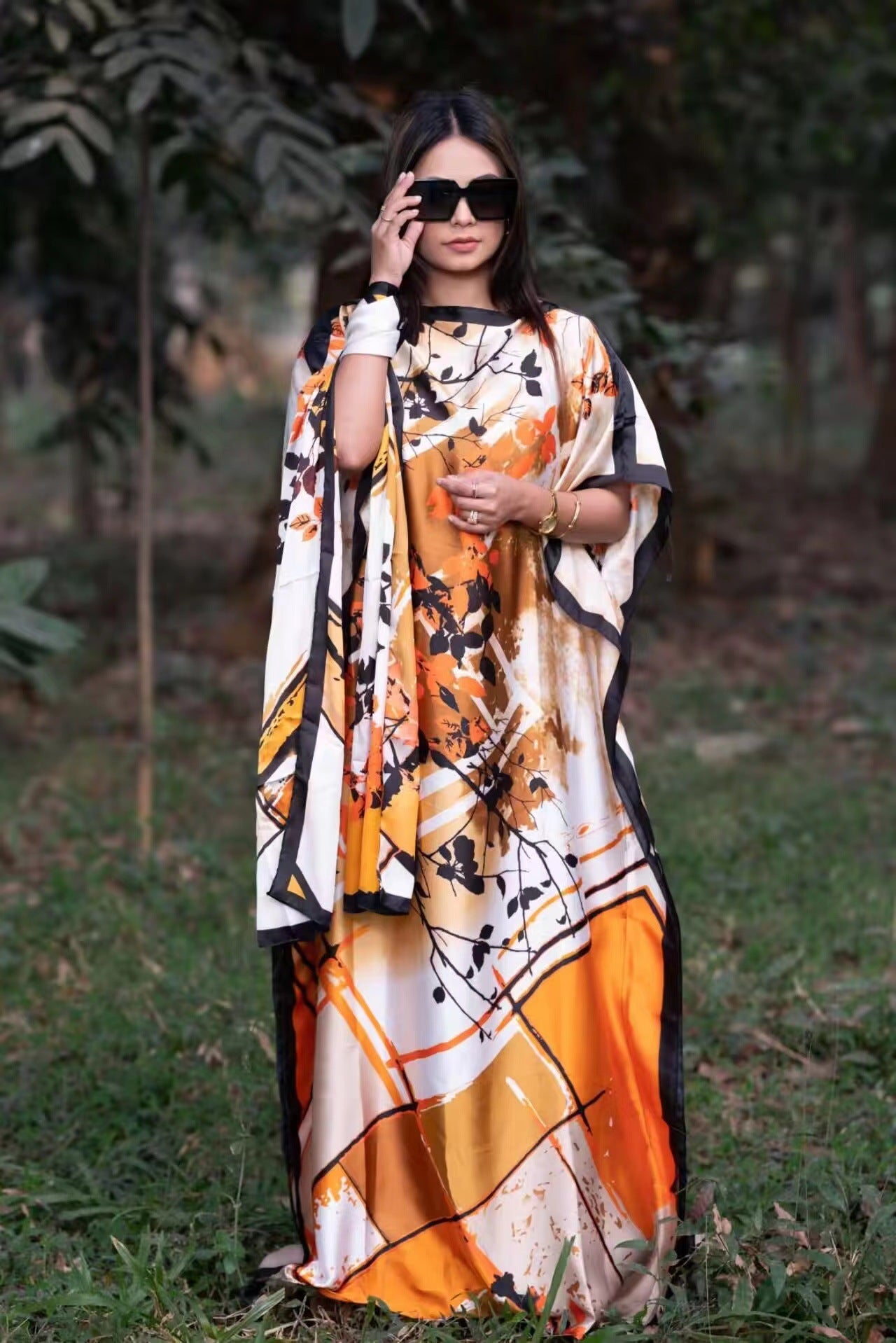 💥Women's Floral & Butterfly & Peacock Print Cape Shawl & Scarf Set
