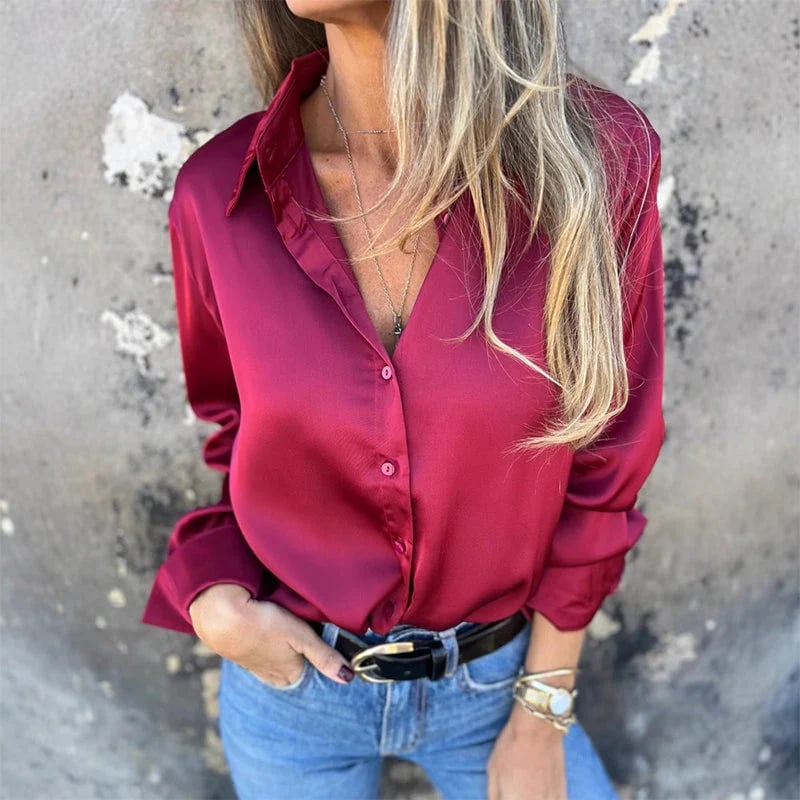 👔Elegant Satin Long Sleeve Shirt