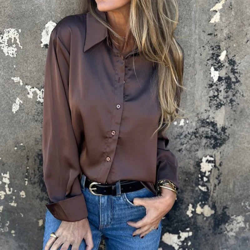 👔Elegant Satin Long Sleeve Shirt