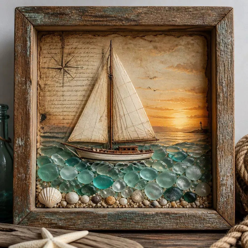 🌊✨Limited-Time Hot Seller🗼Sea Glass Shadow Box Night Light